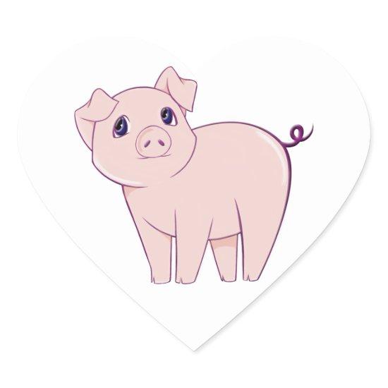 Cute Little Piggy Art Heart Sticker