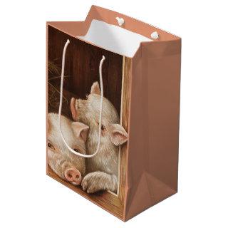 Cute little piglets in a barn at the farm medium gift bag