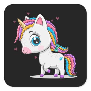 Cute little unicorn square sticker