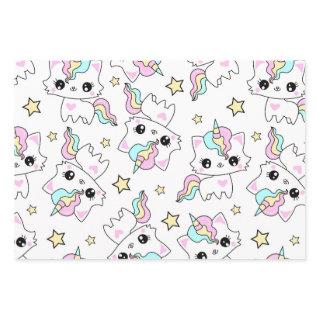 cute little unicorn stars white background  sheets