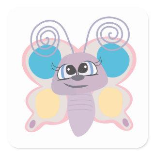 cute little vector butterfly cartoon square sticker