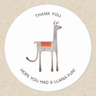 Cute Llama Alpaca Party Thank You Classic Round Sticker