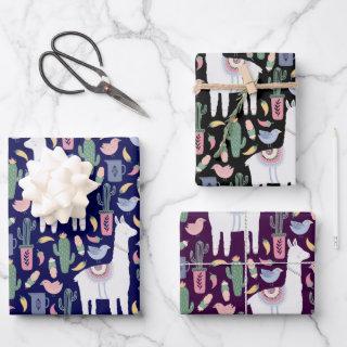 Cute Llama Whimsical Botanical Pattern  Sheets