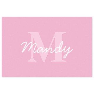 Cute Looking Cursive Name & Monogram | Pink Tissue Paper