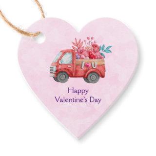 Cute Love Truck Carrying Valentine Goodies Favor Tags