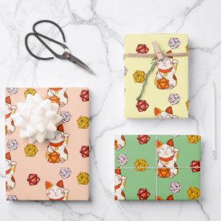 Cute Lucky Maneki-neko Gamer Dice Pattern  Sheets