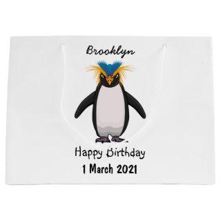 Cute macaroni penguin cartoon illustration large gift bag