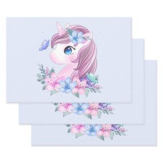 Cute & Magical Baby Unicorn in Watercolor  Sheets