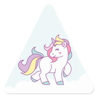 Cute Magical Unicorn Pastel color Personalized Triangle Sticker