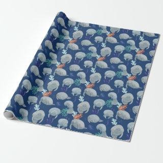 Cute Manatees With Bubbles Pattern