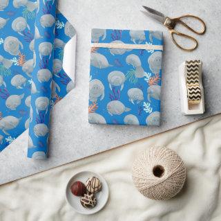Cute Manatees With Bubbles Pattern