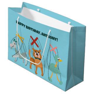 Cute Marionette Puppets Puppeteers Personalized Large Gift Bag
