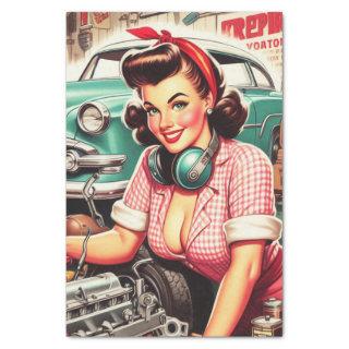 Cute Mechanic Pin-up Tissue Paper
