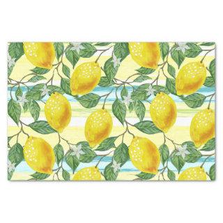 Cute Mediterranean Summer Lemon Fruit Art Pattern Tissue Paper