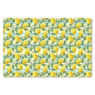 Cute Mediterranean Summer Lemon Fruit Art Pattern Tissue Paper