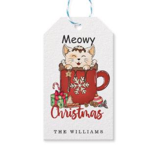 Cute Meowy Christmas Chocolate Coffee  Gift Tags