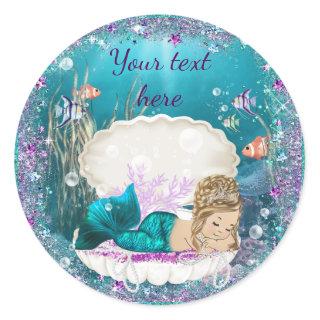 Cute Mermaid Baby Shower Stickers