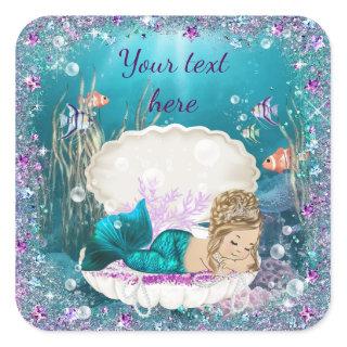 Cute Mermaid Girl Baby Shower Stickers