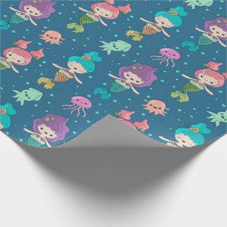 Cute mermaid pattern gift wrapper