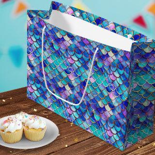 Cute Mermaid Scales Pattern Girls Birthday v2 Large Gift Bag
