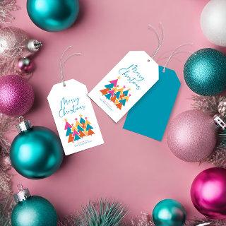Cute Modern Colorful Christmas Trees Gift Tags