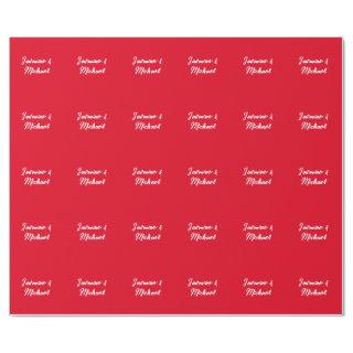 Cute Modern Minimalist Red White Calligraphy Name