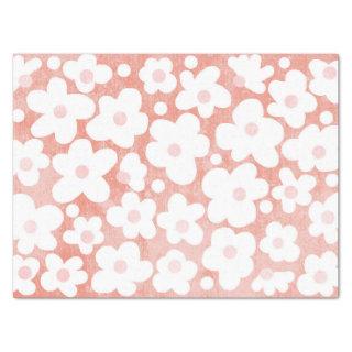 Cute Modern Retro Daisy Pink Terracotta   Tissue Paper