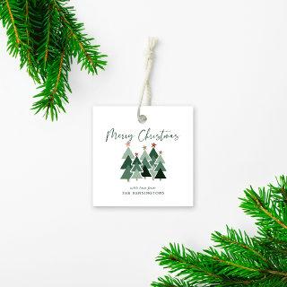 Cute Modern Rustic Christmas Trees Favor Tags