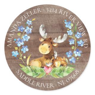 Cute Moose Baby Shower Return Address Label