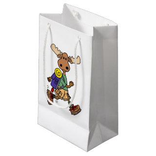 Cute Moose Hiker Cartoon Small Gift Bag