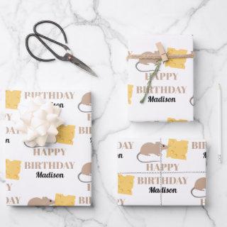 Cute Mouse Rodent Eating Cheese Birthday   Sheets