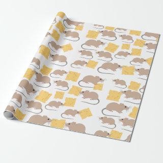 Cute Mouse Rodent Eating Cheese Pattern