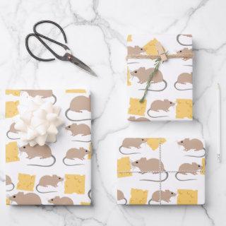Cute Mouse Rodent Eating Cheese Pattern  Sheets