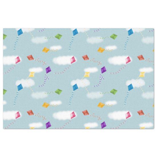 Cute Multicolored Flying Kites Kids Pattern Tissue Paper