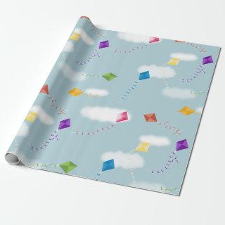 Cute Multicolored Flying Kites Kids Pattern