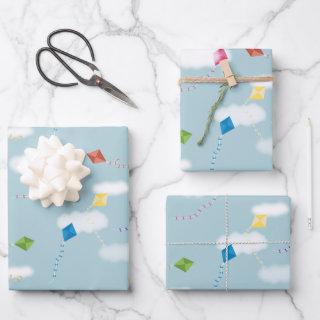 Cute Multicolored Flying Kites Kids Pattern  Sheets
