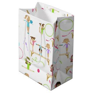 Cute Multicolored Gymnastics Kids Pattern Medium Gift Bag