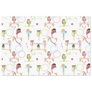 Cute Multicolored Gymnastics Kids Pattern Tissue Paper