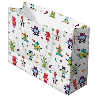 Cute Multicolored Robots Kids Robot Pattern Large Gift Bag