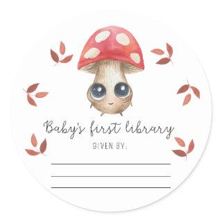 Cute mushroom - bookplate, books for baby classic round sticker