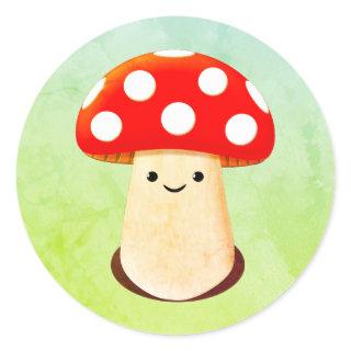 Cute Mushroom Drawing Classic Round Sticker