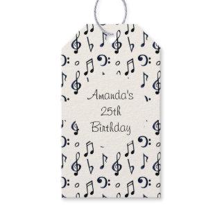 Cute Musical Notes Pattern Birthday Gift Tags