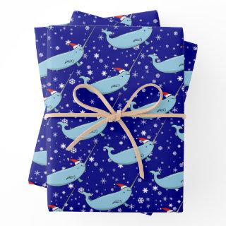 Cute Narwhal in Santa Hat Pattern