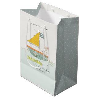 Cute Nautical Pirate Sailboat Any Age Birthday Medium Gift Bag
