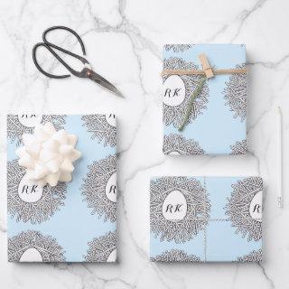 Cute Nest & Egg Personalized Initials & Name Blue  Sheets