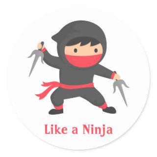 Cute Ninja Boy with Sai Weapons for Kids Classic Round Sticker