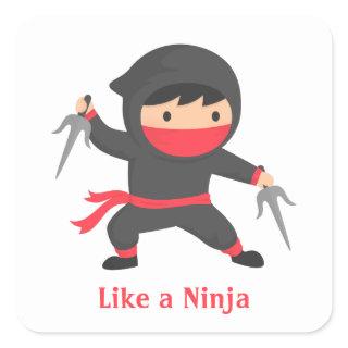 Cute Ninja Boy with Sai Weapons for Kids Square Sticker