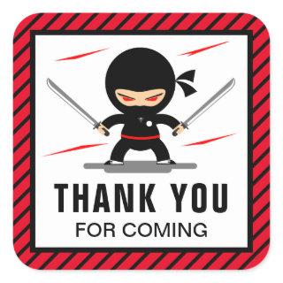 Cute Ninja Warrior Kids Birthday Party Favor Square Sticker