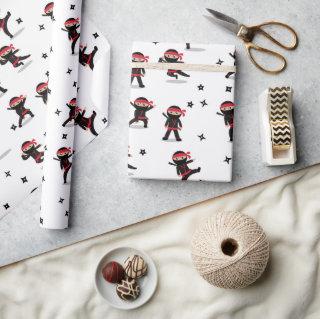 Cute Ninja Warrior Kids Black & Red Pattern
