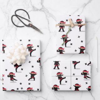 Cute Ninja Warrior Kids Black & Red Pattern  Sheets